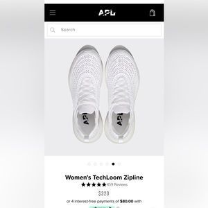 APL Women's TechLoom Zipline Size 7 in White
